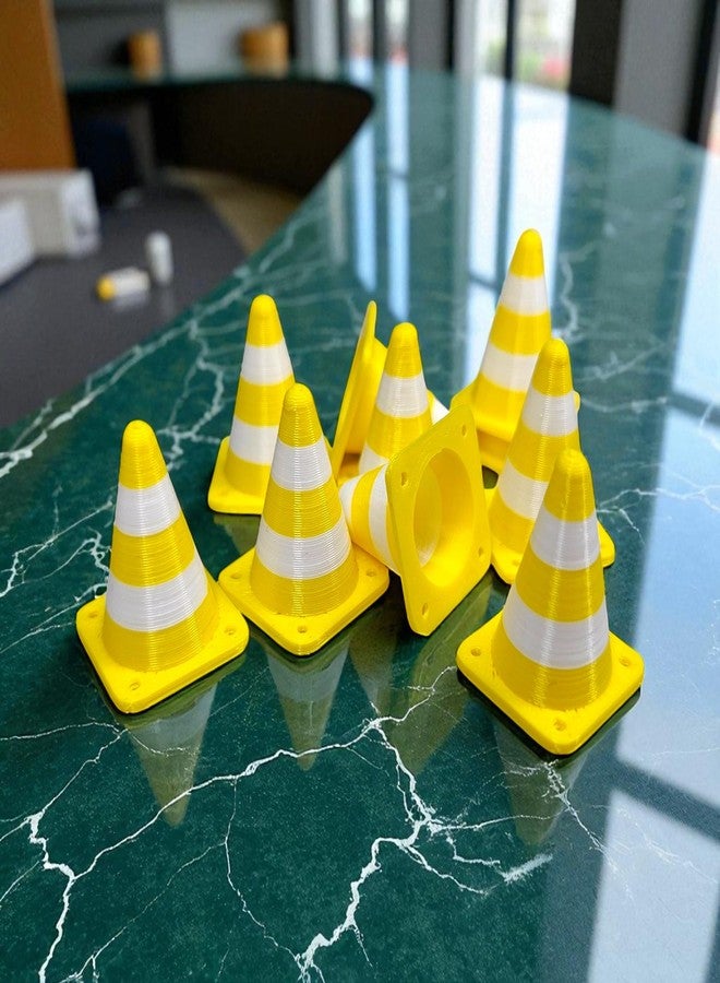 Sentosa Miniature Traffic Cones, Yellow with White Strips, Stackable, Pack of 10, Mini Size - Image 1